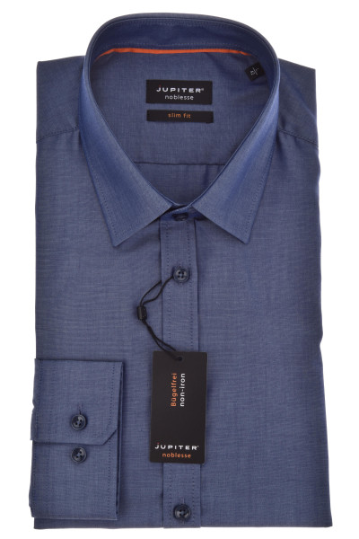 Jupiter Hemd SLIM FIT CHAMBRAY dunkelblau mit Kent Kragen in schmaler Schnittform