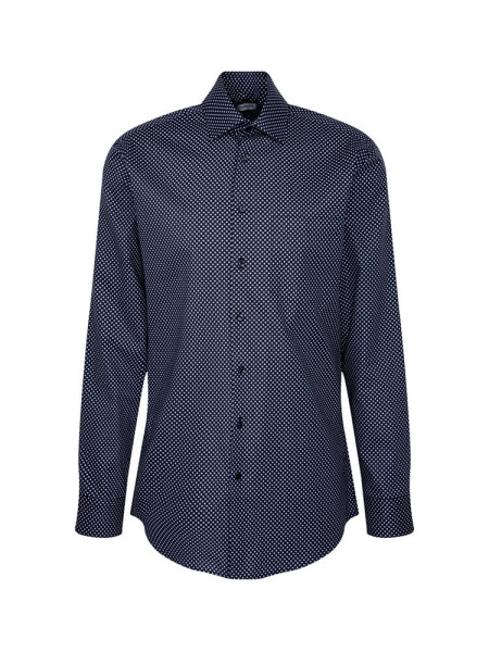 Chemise Seidensticker MODERN TWILL bleu foncé avec col Business Kent en coupe moderne