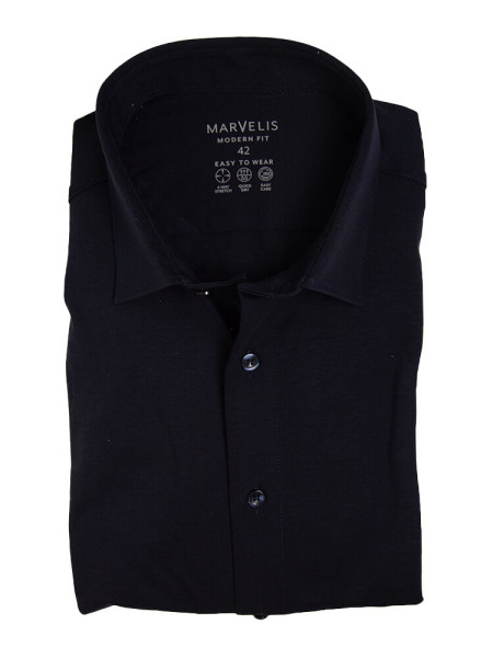 Marvelis Hemd MODERN FIT JERSEY dunkelblau mit New Kent Kragen in moderner Schnittform