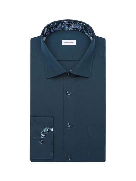 Chemise Seidensticker MODERN UNI POPELINE turquoise avec col Business Kent en coupe moderne