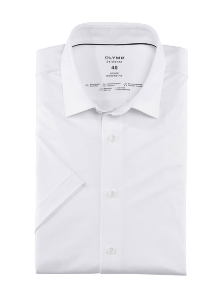 Chemise Olymp LUXOR modern fit JERSEY blanc avec col Nouveau Kent en coupe moderne