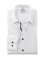 Chemise Olymp LEVEL 5 UNI POPELINE blanc avec col New York Kent en coupe étroite