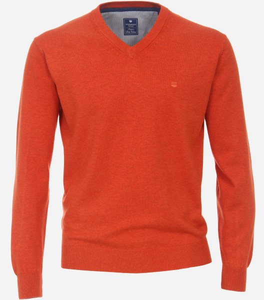 Pull Redmond REGULAR FIT TRICOTÉ orange avec col Encolure en V en coupe classique