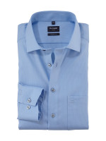 Chemise Olymp LUXOR modern fit FAUX UNI bleu clair avec col Global Kent en coupe moderne