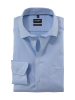 Chemise Olymp LUXOR modern fit FAUX UNI bleu clair avec col Global Kent en coupe moderne