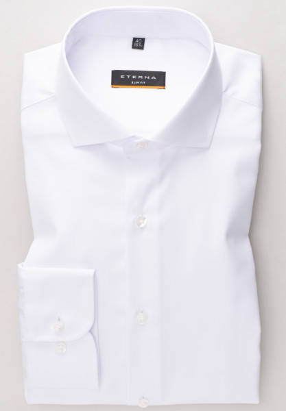 Chemise Eterna SLIM FIT TWILL blanc avec col Cutaway en coupe étroite