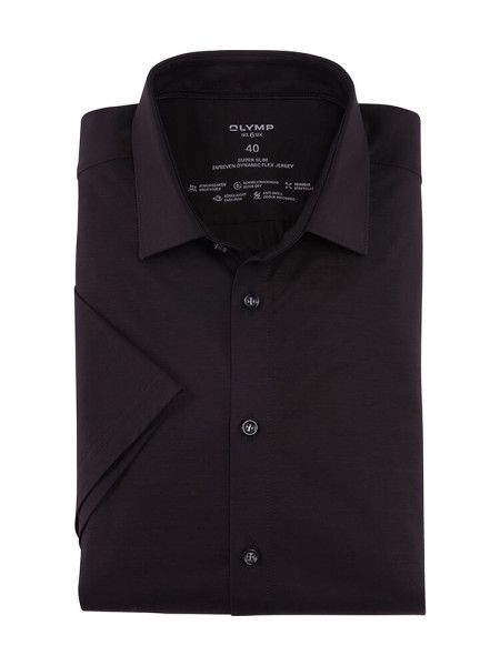 Chemise Olymp NO. SIX JERSEY noir avec col Kent urbain en coupe super étroite