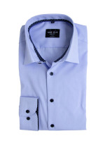 Chemise Marvelis BODY FIT UNI POPELINE bleu clair avec col New York Kent en coupe étroite