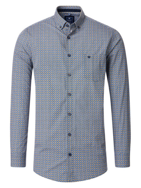 Redmond Hemd COMFORT FIT PRINT gelb mit Button Down Kragen in klassischer Schnittform