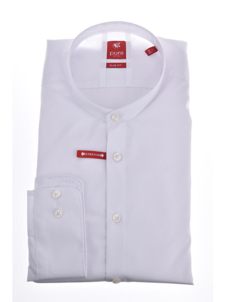 Chemise Pure SLIM FIT UNI STRETCH blanc avec col Col montant en coupe étroite