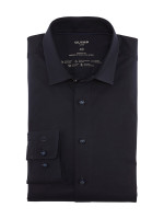 Chemise Olymp LUXOR modern fit JERSEY bleu foncé avec col Nouveau Kent en coupe moderne