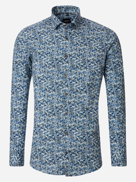 Chemise Venti MODERN FIT PRINT bleu foncé avec col Under Button Down en coupe moderne