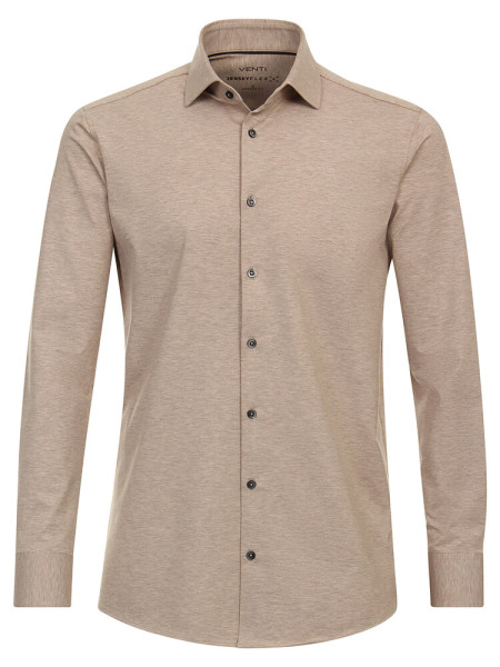 Venti Hemd MODERN FIT JERSEY beige mit Kent Kragen in moderner Schnittform