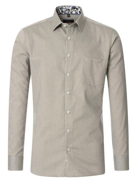 Chemise Redmond MODERN FIT STRUCTURE beige avec col Kent en coupe moderne