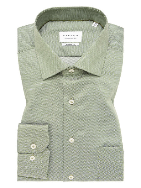 Chemise Eterna MODERN FIT STRUCTURE vert avec col Kent en coupe moderne