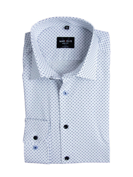 Chemise Marvelis BODY FIT UNI POPELINE bleu clair avec col New York Kent en coupe étroite