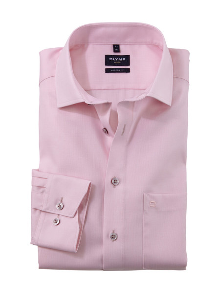 Chemise Olymp LUXOR modern fit FAUX UNI rose avec col Global Kent en coupe moderne