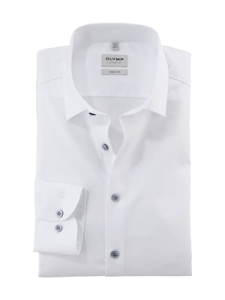 Chemise Olymp LEVEL 5 FAUX UNI blanc avec col New York Kent en coupe étroite