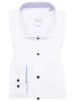 Chemise Eterna MODERN FIT UNI POPELINE blanc avec col Italien en coupe moderne