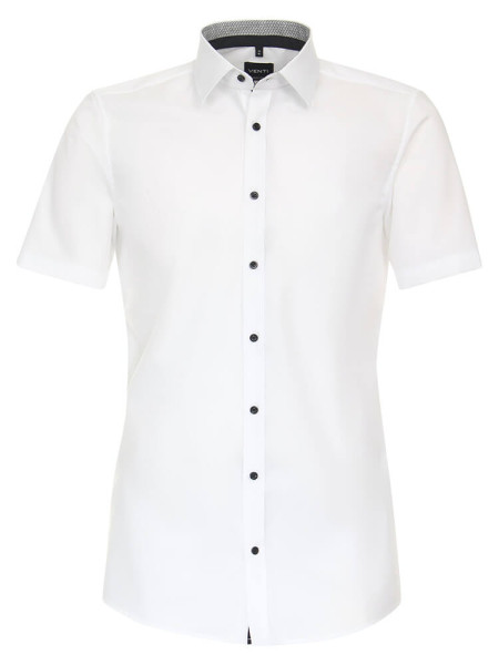 Chemise Venti BODY FIT UNI POPELINE blanc avec col Kent en coupe étroite